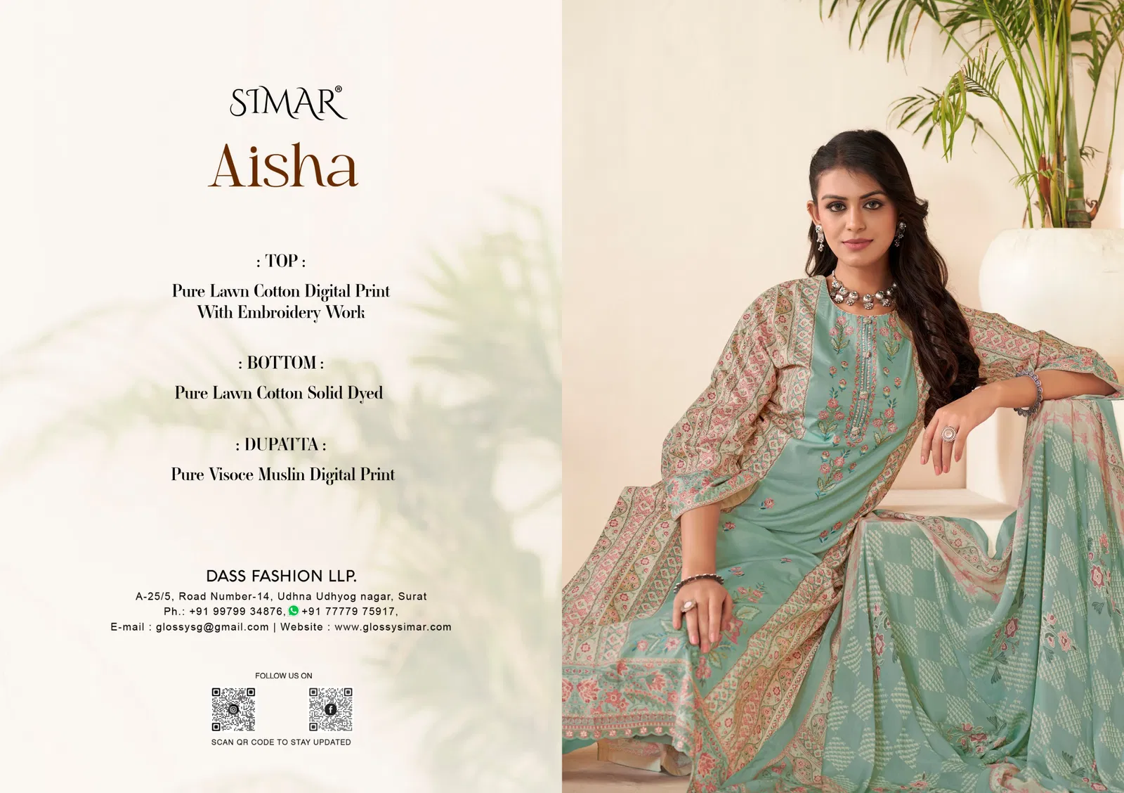 Aisha By Glossy Lawn Cotton Printed Dress Material Exporters In India